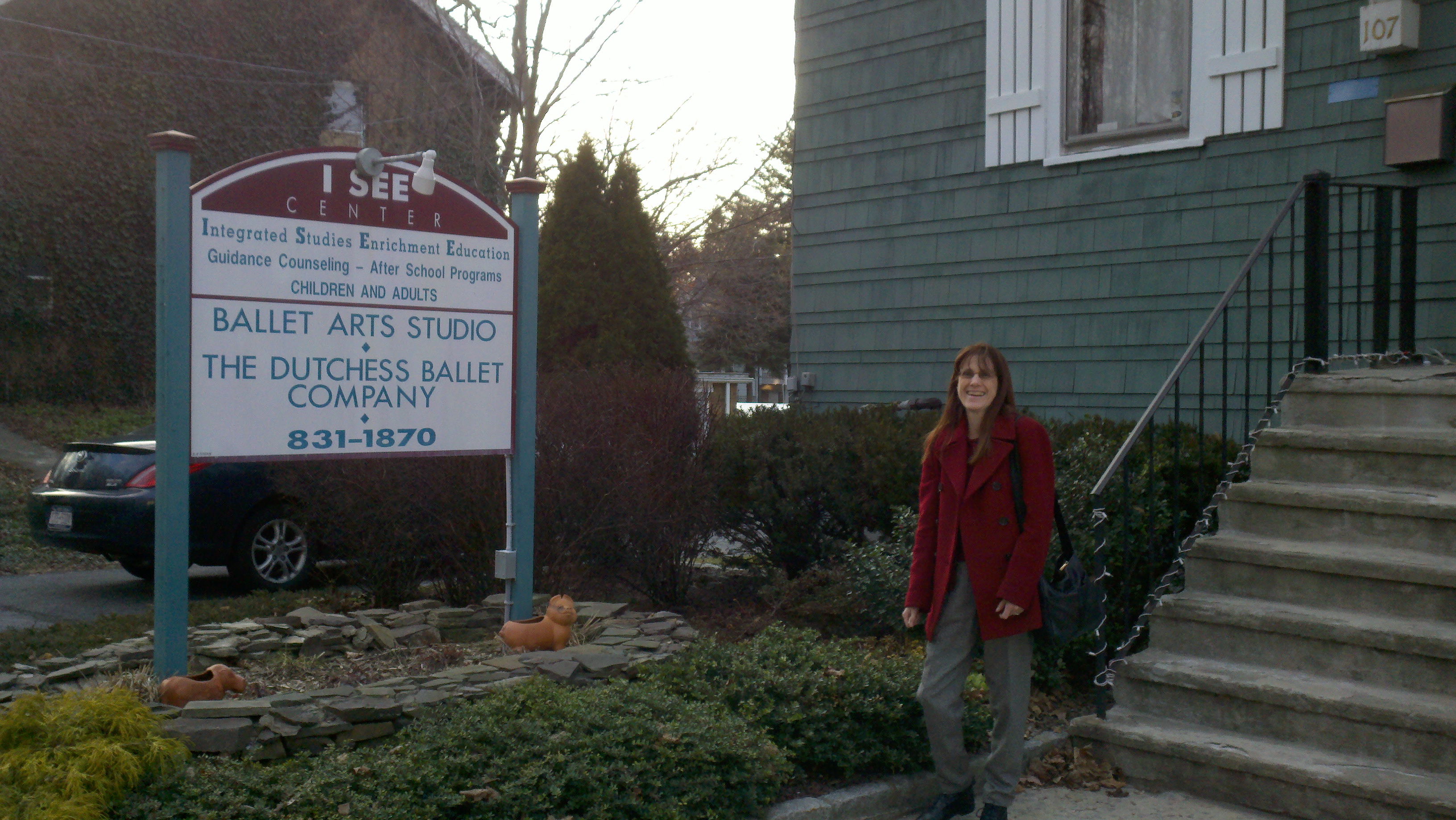 Gail in front of Ballet Arts Studio, Beacon , NY